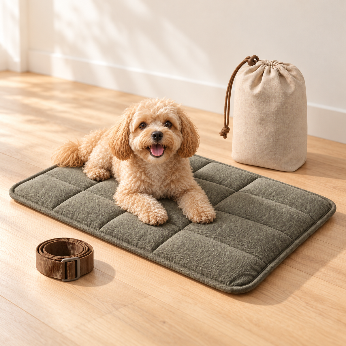 Foldaway Travel Pet Bed — lifestyle