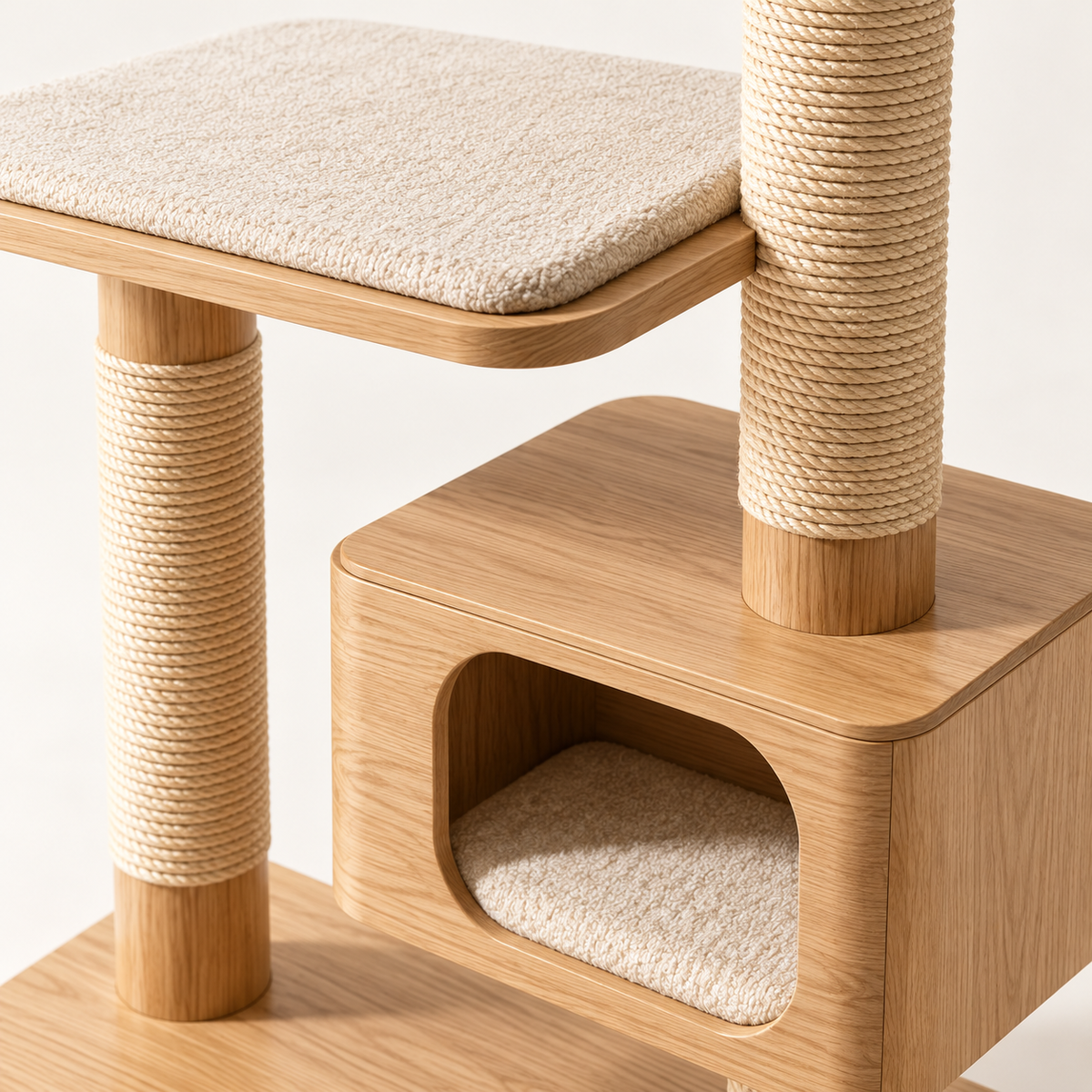 Rise Oak Cat Tower — detail