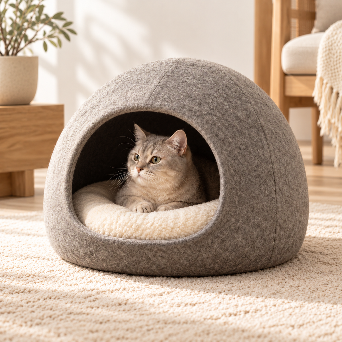 Cocoon Felt Cat Cave — lifestyle